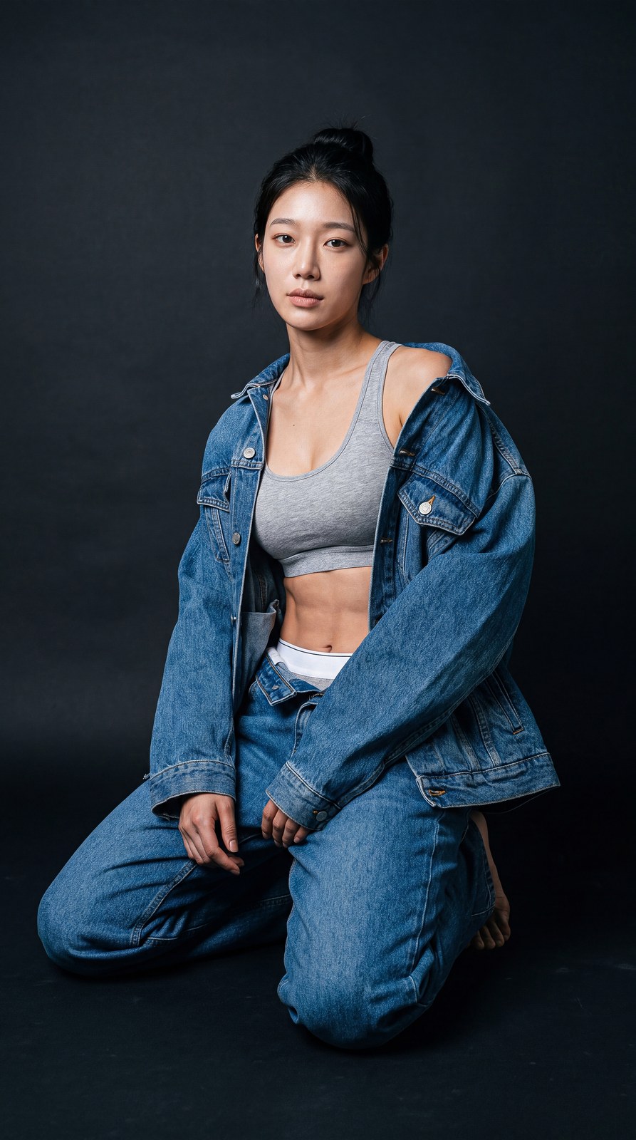 Hana — editorial denim studio portrait